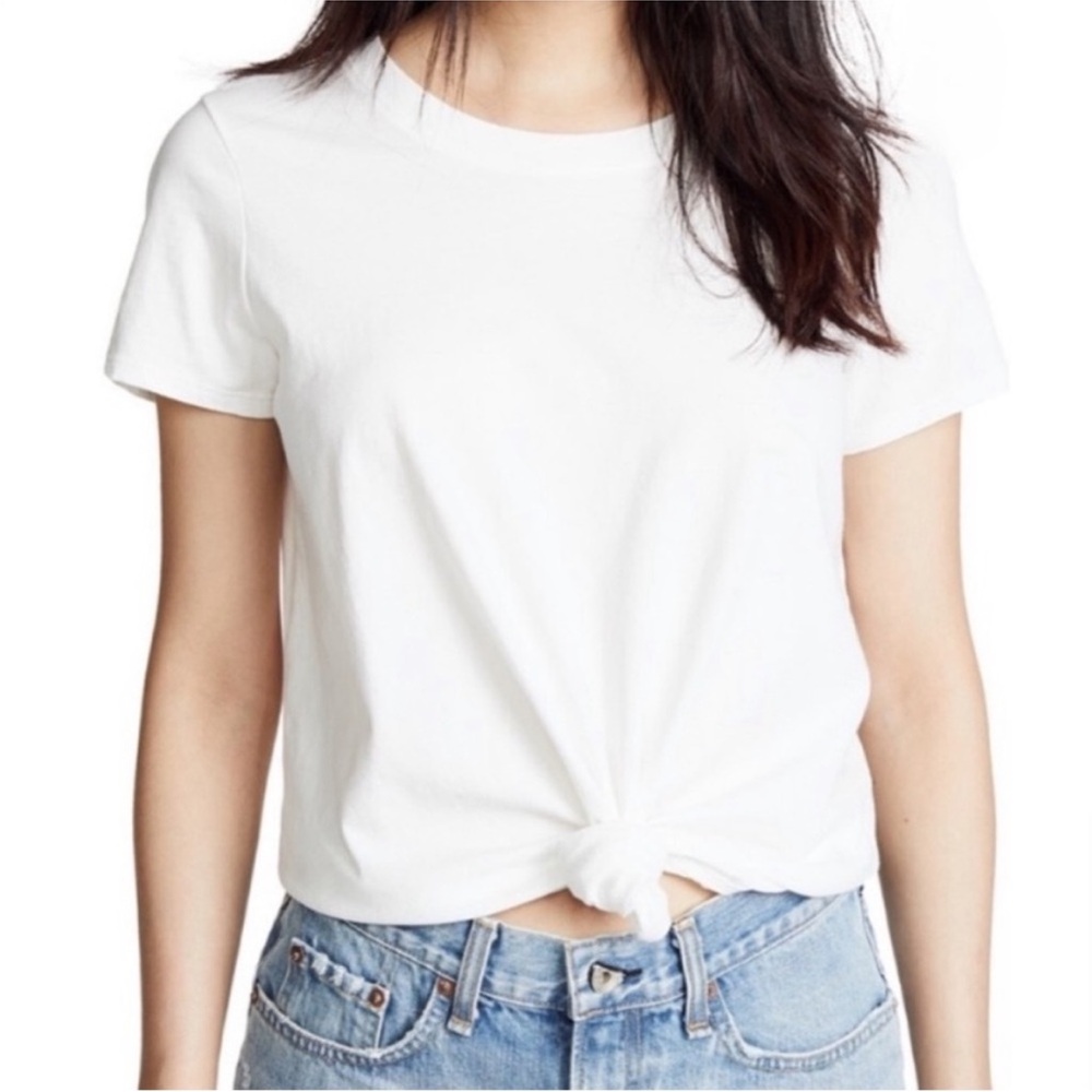 Madewell White Knot-Front Tee